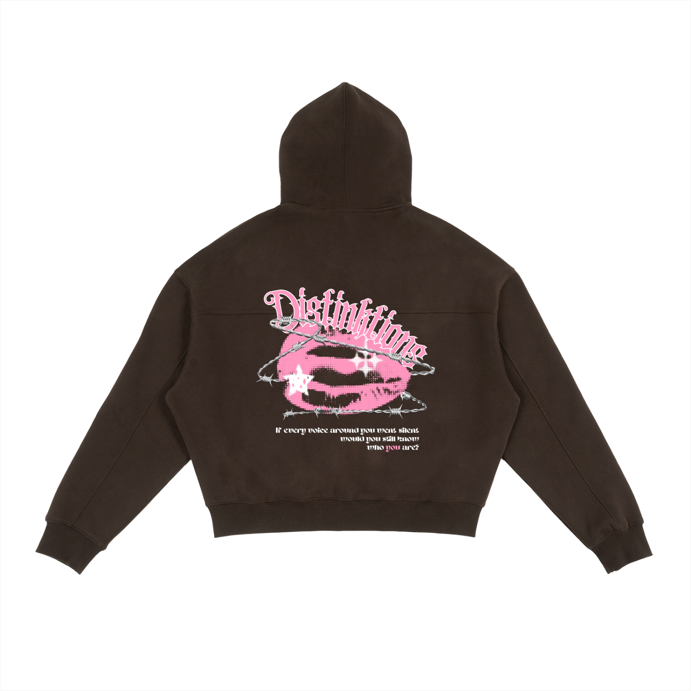 "SILENT VOICE" COTTON FLEECE ZIP-UP BOXY HOODIE