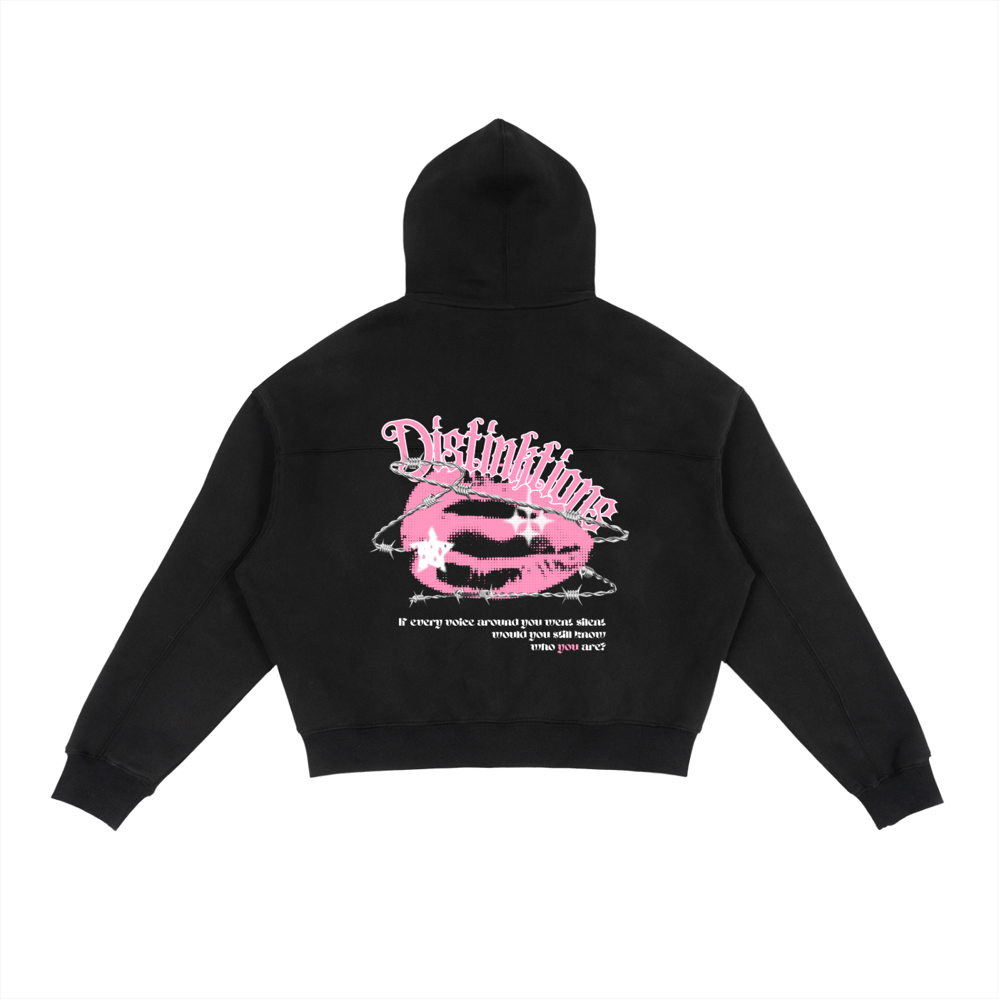 "SILENT VOICE" COTTON FLEECE ZIP-UP BOXY HOODIE