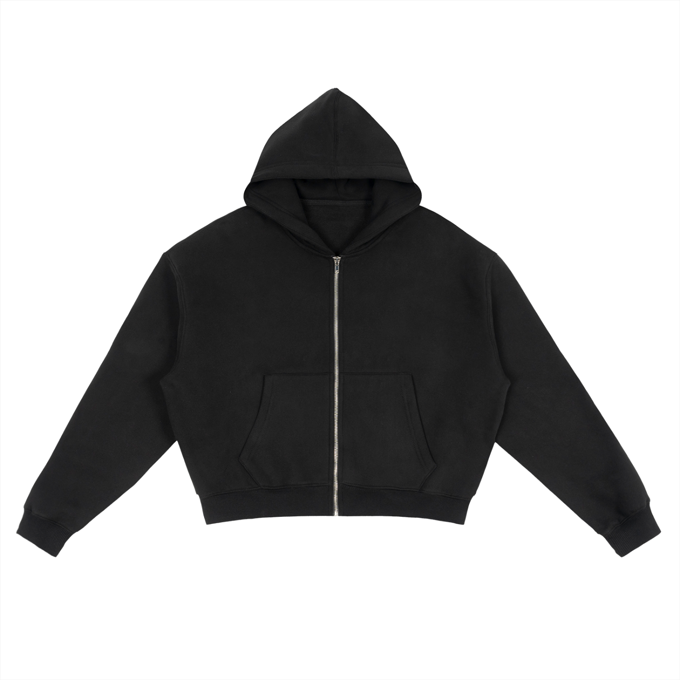 "SILENT VOICE" COTTON FLEECE ZIP-UP BOXY HOODIE